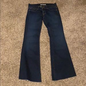 J Brand Raw Hem Flare Jeans Dark Wash Denim 27